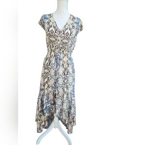 Anthropologie Raga snake print high/low maxi dress XS tassel elastic waist